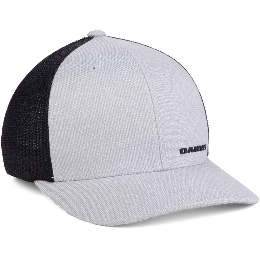 Oakley Grey and Black Indy FlexFit Stretch Fitted Hat/Cap Size S/M